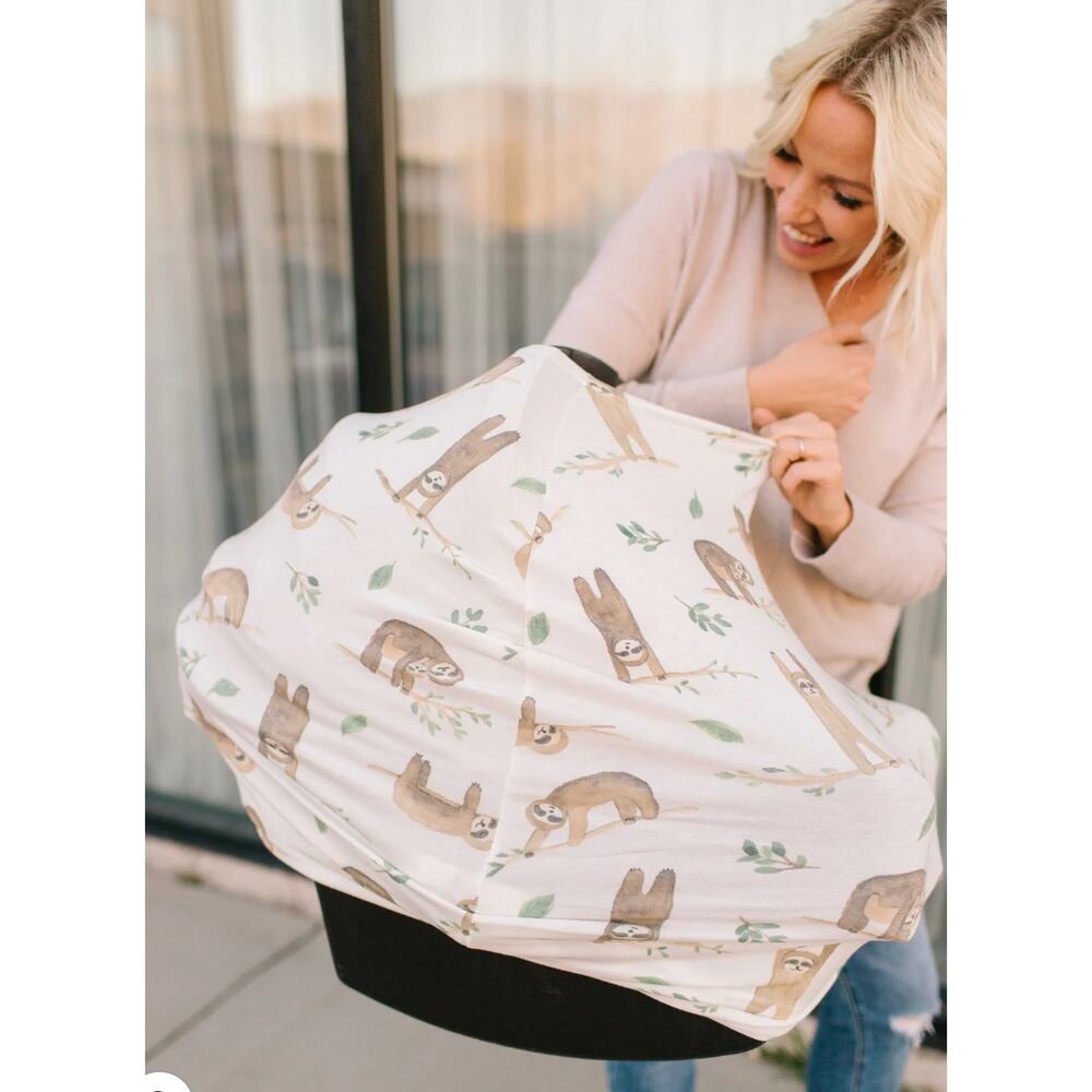 [Copper Pearl] Noah Sloths Rayon Multi-Use Cover Car Seat Nursing High Chair